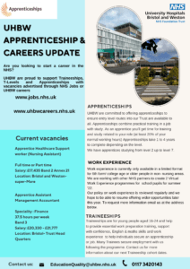 Apprenticeship, work experience and traineeship news from the United Hospital Bristol and Weston NHS Foundation Trust